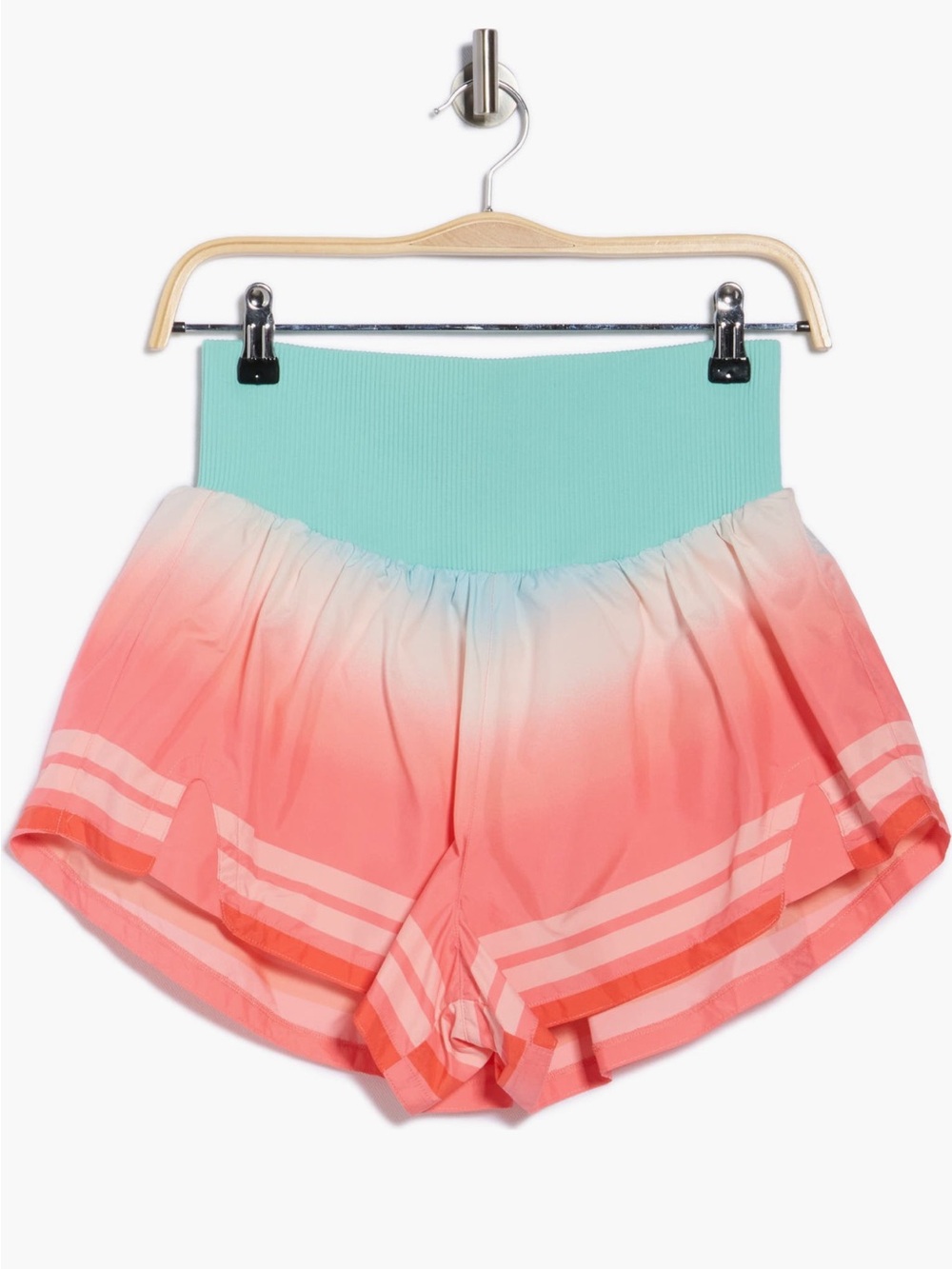 Free People Movement Carpe Diem Stripe Shorts Orange Combo Size Medium NWT
